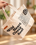 Wild Heart Classy Soul Tote by Prudence New York — handcrafted canvas tote with leopard heart