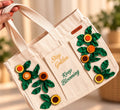 Keep Blooming Sunflower Tote by Prudence New York — handcrafted canvas tote with sunflower appliqués